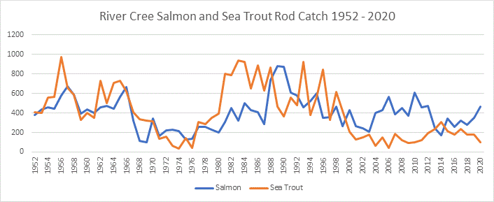 River Cree salmon and sea trout catches